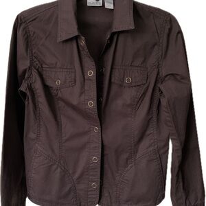 Chico's Dark Brown Utility Snap Jacket